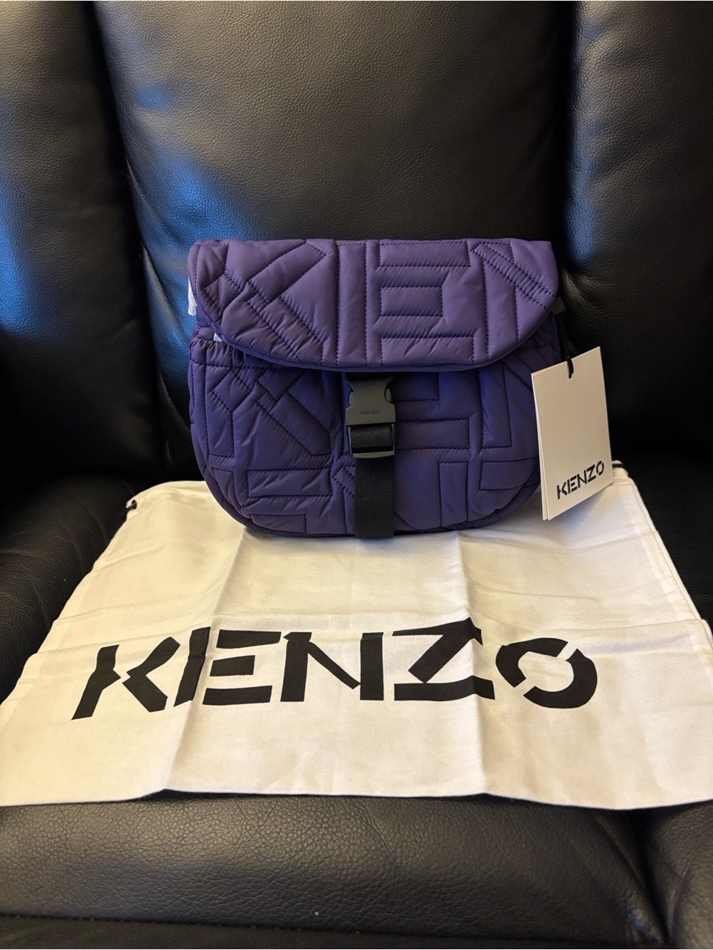 Kenzo Deep Purple Quilted Crossbody Bag